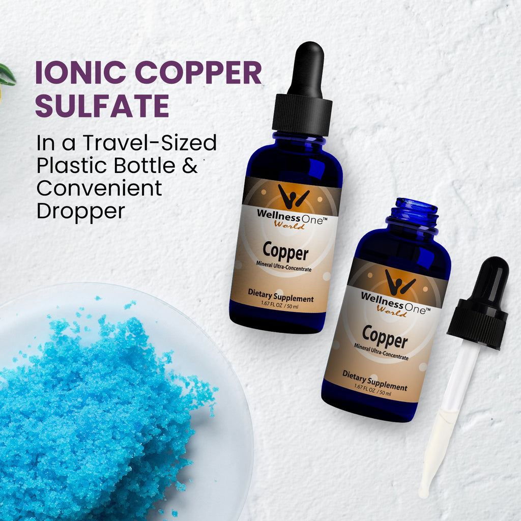 Copper Drops - Liquid Ionic Mineral Dietary Supplement 50 ml Bottle (100 Days at 1mg per 10 Drops)