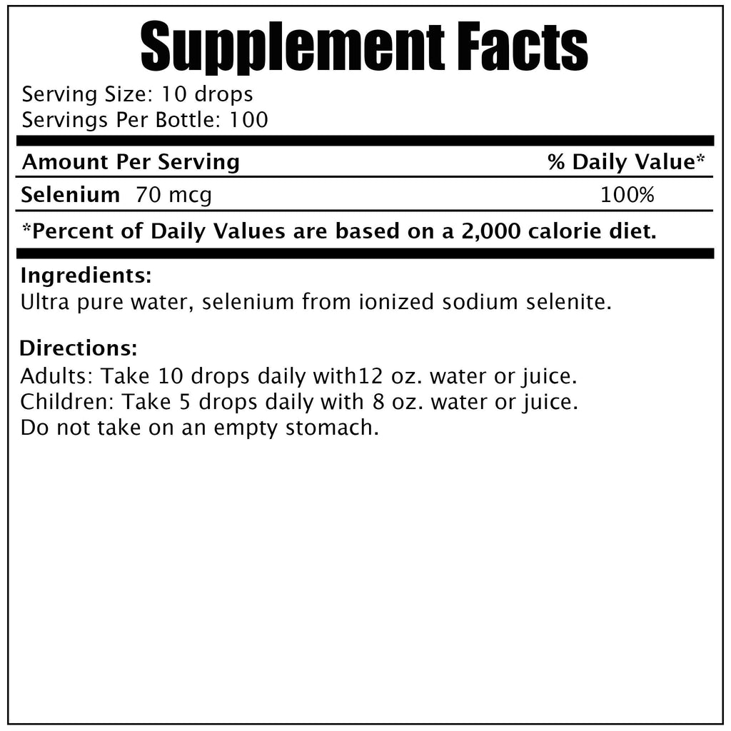 Selenium Drops - Liquid Ionic Mineral Supplement 50 ml Bottle (100 Days at 70 mcg per 10 Drop Serving)