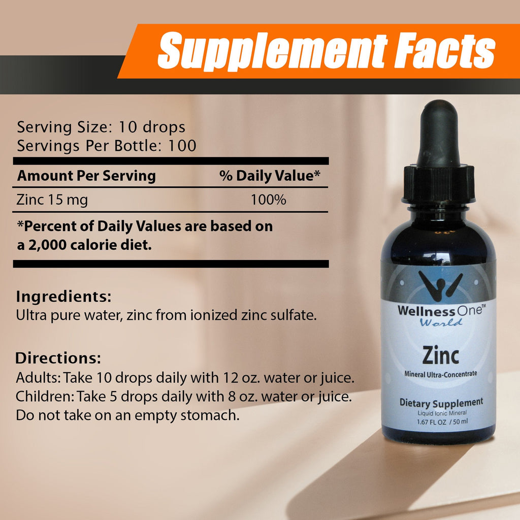 Zinc Drops - Liquid Ionic Mineral Supplement 50 ml Bottle (100 days at 15 mg Per 10 Drop Serving)