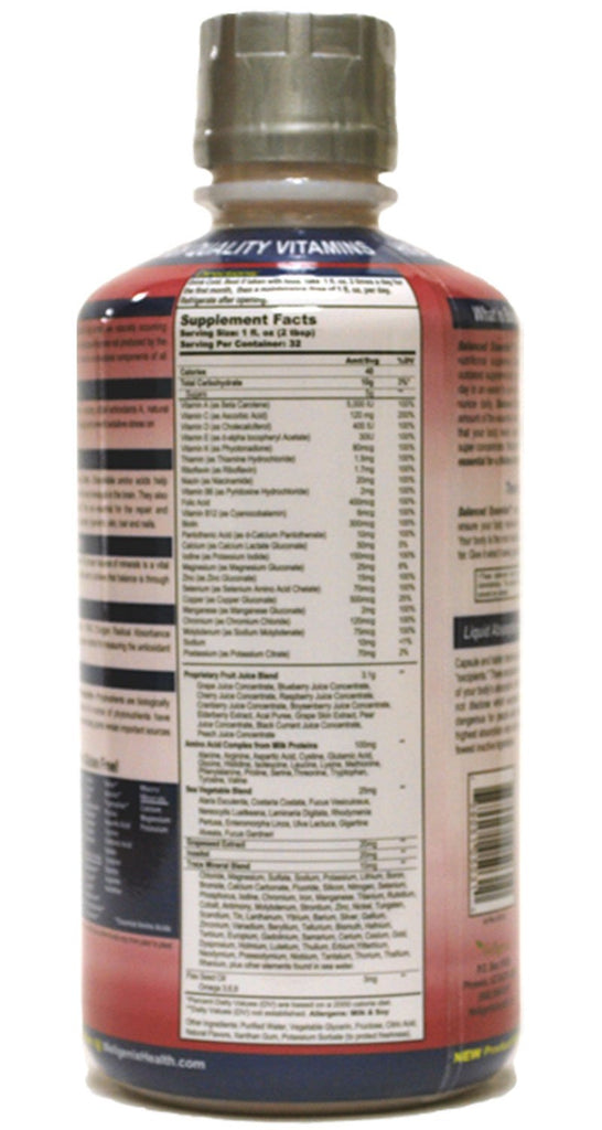 Balanced Essentials Liquid Daily Vitamins - 94 Vital Nutrients - 32oz Bottle